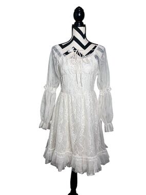 Coquette Sz M Cottagecore Princesscore French Victorian Fairy Dainty Lace Dress